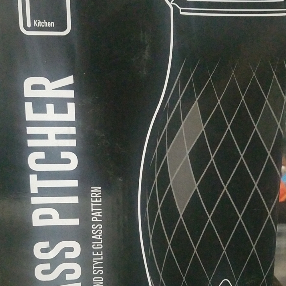Glass Pitcher with Diamond-Style Pattern - Black & White